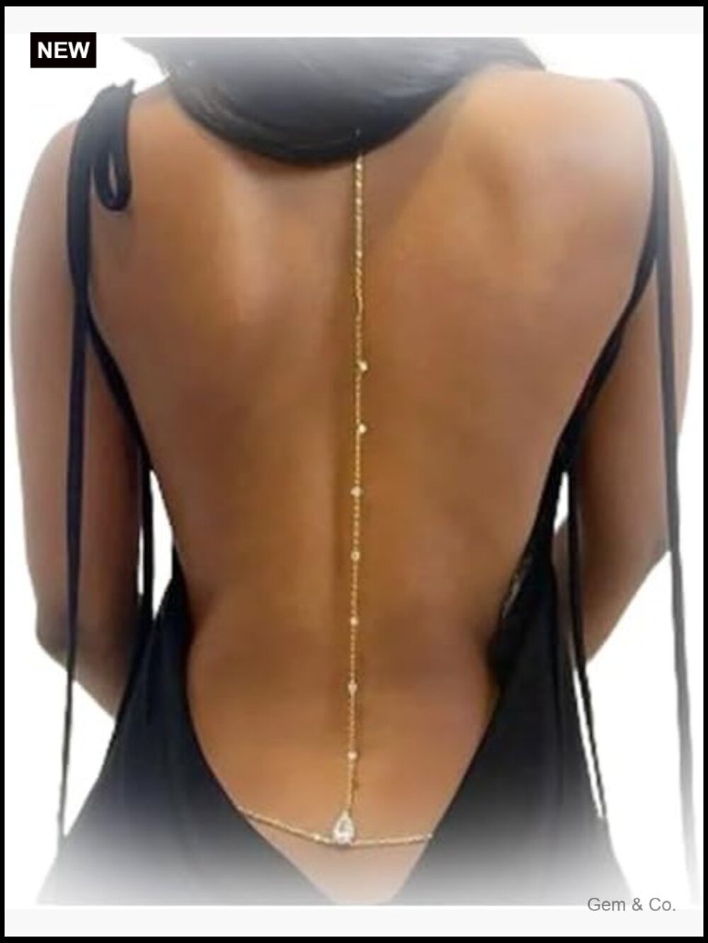 Rhinestone Back Chain Necklace for Backless Dress, Body Jewelry